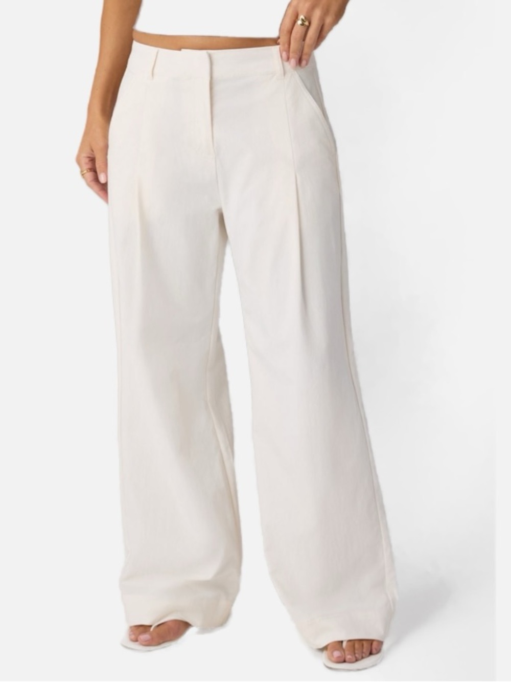 Cato NWT Size 24W Linen Wide Leg Winter White Wide Leg Lined Trouser Pants